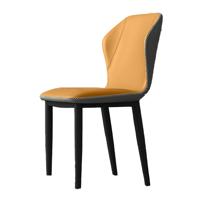 Industrial Wingback Armless Dining Chair Faux Leather Dining Chairs for Home Use Yellow 1 Piece Clearhalo ' kitchen&dining_furn' 'Dining Chairs' 'Dining Tables & Seating' 'dining_chair' 'furn' 'furn_dining_chair' 'Furniture' 'furniture_dining_chair' 'Kitchen & Dining Furniture' 'kitchen' 4613073