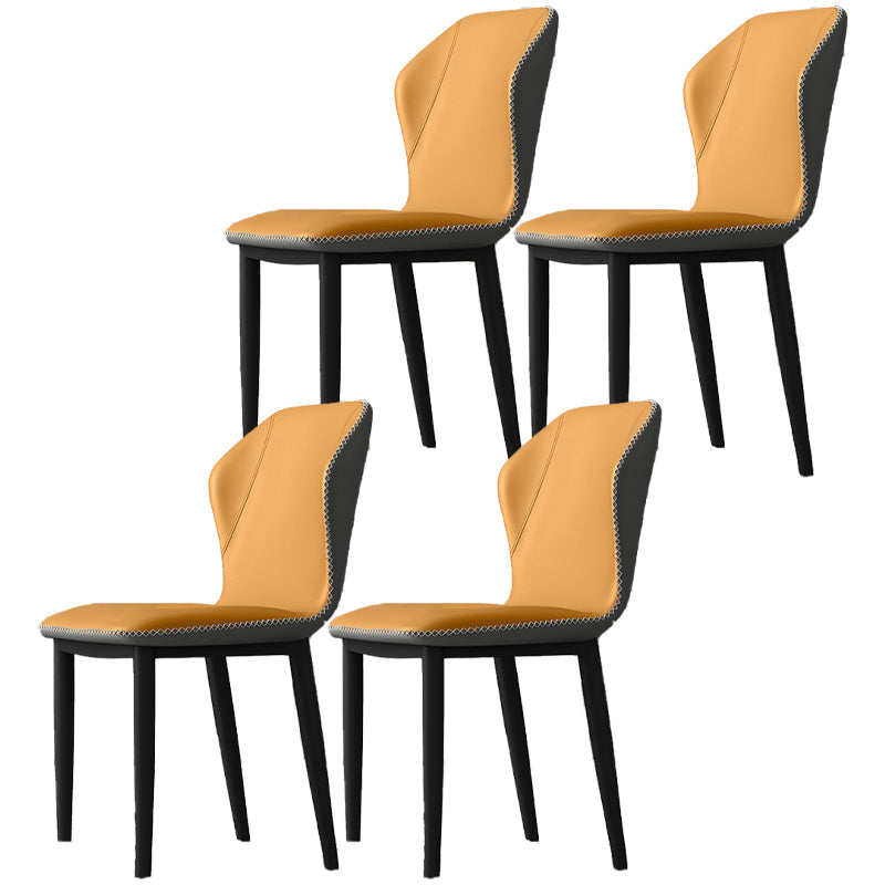 Industrial Wingback Armless Dining Chair Faux Leather Dining Chairs for Home Use Yellow 4 Piece Set Clearhalo ' kitchen&dining_furn' 'Dining Chairs' 'Dining Tables & Seating' 'dining_chair' 'furn' 'furn_dining_chair' 'Furniture' 'furniture_dining_chair' 'Kitchen & Dining Furniture' 'kitchen' 4613077