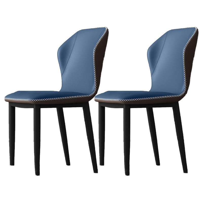 Industrial Wingback Armless Dining Chair Faux Leather Dining Chairs for Home Use Purple 2 Piece Set Clearhalo ' kitchen&dining_furn' 'Dining Chairs' 'Dining Tables & Seating' 'dining_chair' 'furn' 'furn_dining_chair' 'Furniture' 'furniture_dining_chair' 'Kitchen & Dining Furniture' 'kitchen' 4613079