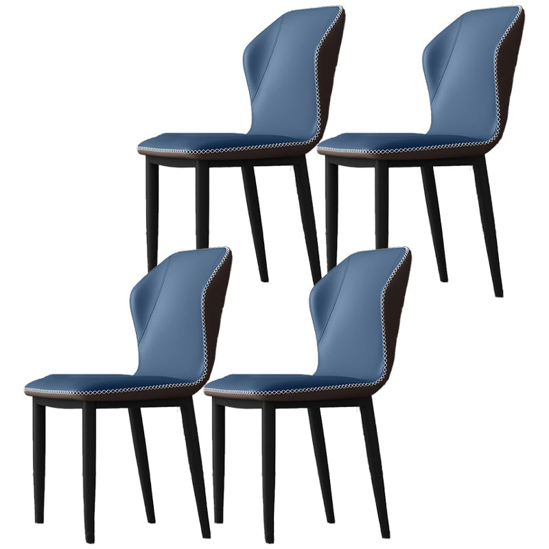 Industrial Wingback Armless Dining Chair Faux Leather Dining Chairs for Home Use Purple 4 Piece Set Clearhalo ' kitchen&dining_furn' 'Dining Chairs' 'Dining Tables & Seating' 'dining_chair' 'furn' 'furn_dining_chair' 'Furniture' 'furniture_dining_chair' 'Kitchen & Dining Furniture' 'kitchen' 4613080