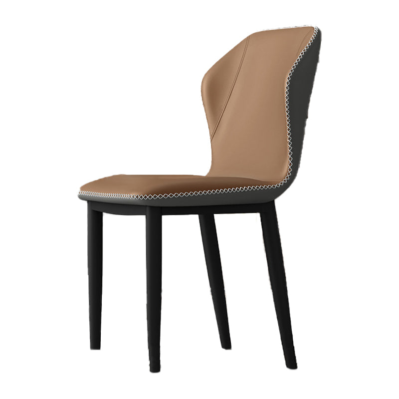 Industrial Wingback Armless Dining Chair Faux Leather Dining Chairs for Home Use Chocolate 1 Piece Clearhalo ' kitchen&dining_furn' 'Dining Chairs' 'Dining Tables & Seating' 'dining_chair' 'furn' 'furn_dining_chair' 'Furniture' 'furniture_dining_chair' 'Kitchen & Dining Furniture' 'kitchen' 4613081