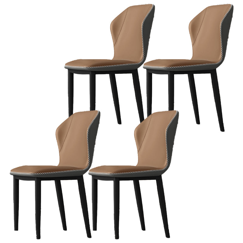 Industrial Wingback Armless Dining Chair Faux Leather Dining Chairs for Home Use Chocolate 4 Piece Set Clearhalo ' kitchen&dining_furn' 'Dining Chairs' 'Dining Tables & Seating' 'dining_chair' 'furn' 'furn_dining_chair' 'Furniture' 'furniture_dining_chair' 'Kitchen & Dining Furniture' 'kitchen' 4613083