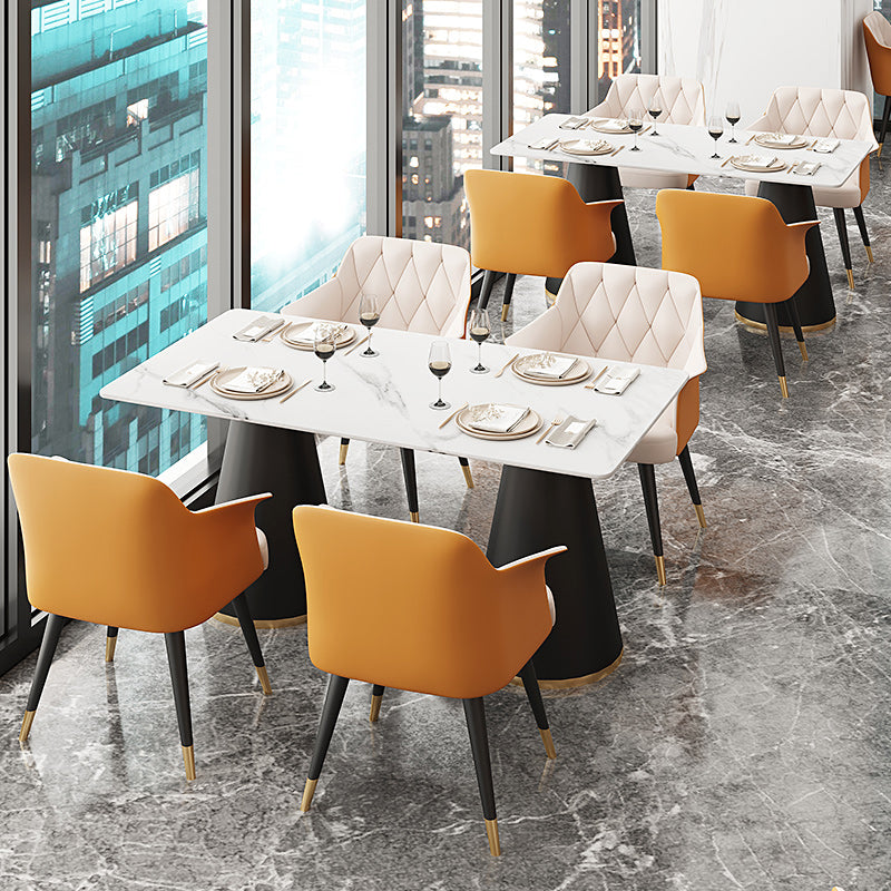 Glam Metal Arm Dining Chair Faux Leather Side Chairs for Home Use Clearhalo ' kitchen&dining_furn' 'Dining Chairs' 'Dining Tables & Seating' 'dining_chair' 'furn' 'furn_dining_chair' 'Furniture' 'furniture_dining_chair' 'Kitchen & Dining Furniture' 'kitchen' 4613105