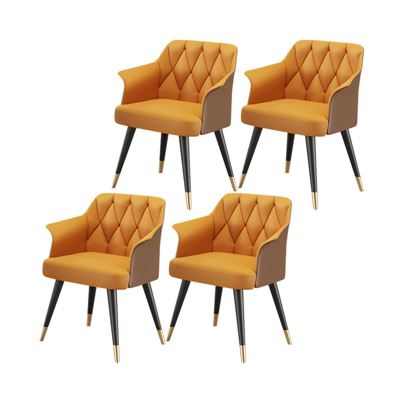 Glam Metal Arm Dining Chair Faux Leather Side Chairs for Home Use Brown 4 Piece Set Clearhalo ' kitchen&dining_furn' 'Dining Chairs' 'Dining Tables & Seating' 'dining_chair' 'furn' 'furn_dining_chair' 'Furniture' 'furniture_dining_chair' 'Kitchen & Dining Furniture' 'kitchen' 4613106