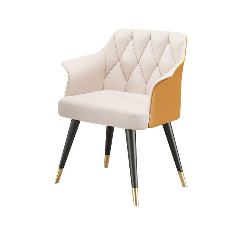 Glam Metal Arm Dining Chair Faux Leather Side Chairs for Home Use Orange 1 Piece Clearhalo ' kitchen&dining_furn' 'Dining Chairs' 'Dining Tables & Seating' 'dining_chair' 'furn' 'furn_dining_chair' 'Furniture' 'furniture_dining_chair' 'Kitchen & Dining Furniture' 'kitchen' 4613109