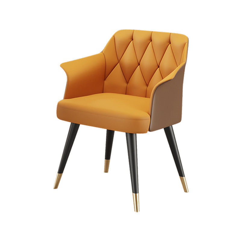 Glam Metal Arm Dining Chair Faux Leather Side Chairs for Home Use Clearhalo ' kitchen&dining_furn' 'Dining Chairs' 'Dining Tables & Seating' 'dining_chair' 'furn' 'furn_dining_chair' 'Furniture' 'furniture_dining_chair' 'Kitchen & Dining Furniture' 'kitchen' 4613111