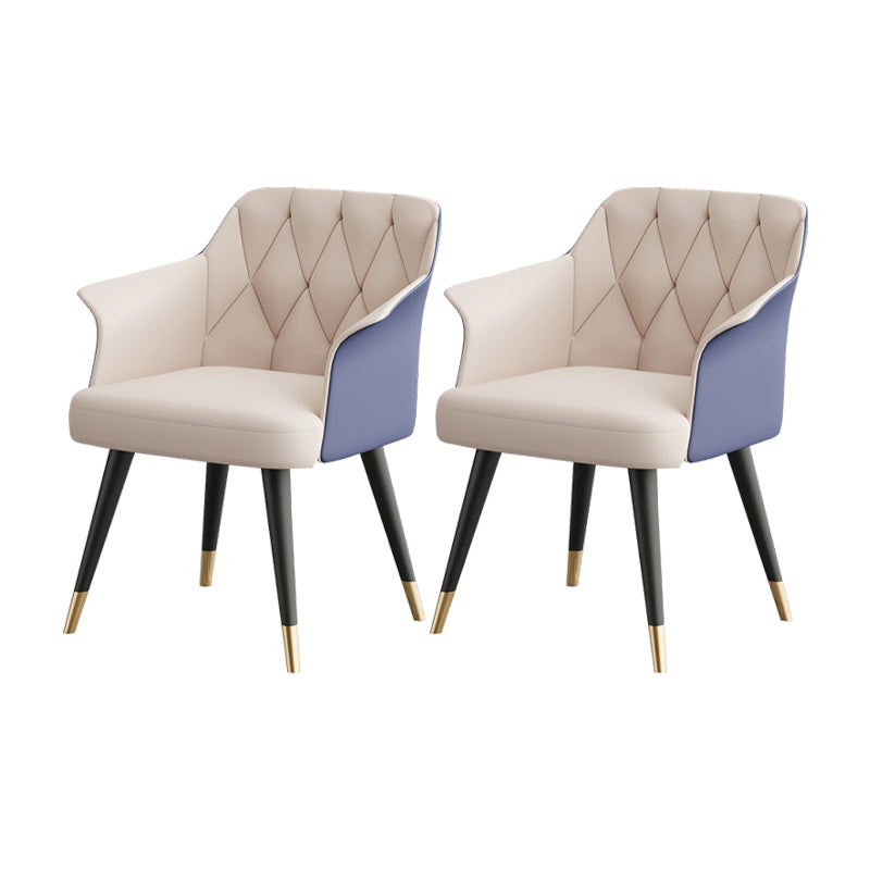 Glam Metal Arm Dining Chair Faux Leather Side Chairs for Home Use Blue 2 Piece Set Clearhalo ' kitchen&dining_furn' 'Dining Chairs' 'Dining Tables & Seating' 'dining_chair' 'furn' 'furn_dining_chair' 'Furniture' 'furniture_dining_chair' 'Kitchen & Dining Furniture' 'kitchen' 4613116