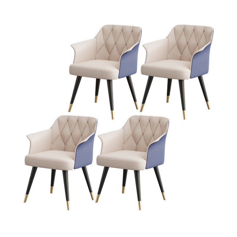 Glam Metal Arm Dining Chair Faux Leather Side Chairs for Home Use Blue 4 Piece Set Clearhalo ' kitchen&dining_furn' 'Dining Chairs' 'Dining Tables & Seating' 'dining_chair' 'furn' 'furn_dining_chair' 'Furniture' 'furniture_dining_chair' 'Kitchen & Dining Furniture' 'kitchen' 4613118