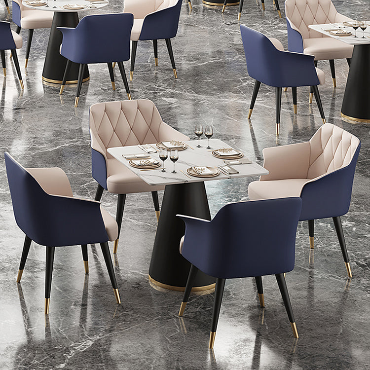 Glam Metal Arm Dining Chair Faux Leather Side Chairs for Home Use Clearhalo ' kitchen&dining_furn' 'Dining Chairs' 'Dining Tables & Seating' 'dining_chair' 'furn' 'furn_dining_chair' 'Furniture' 'furniture_dining_chair' 'Kitchen & Dining Furniture' 'kitchen' 4613123