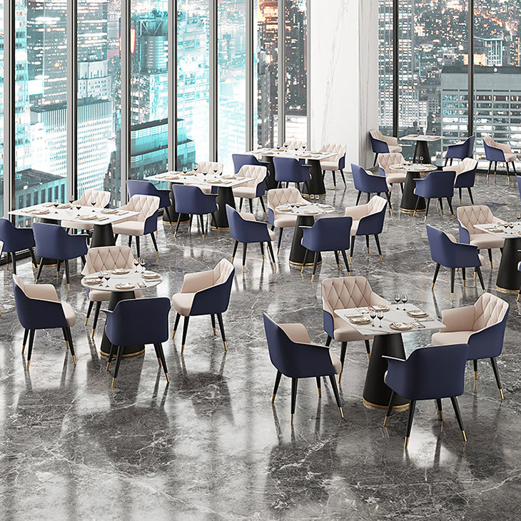 Glam Metal Arm Dining Chair Faux Leather Side Chairs for Home Use Clearhalo ' kitchen&dining_furn' 'Dining Chairs' 'Dining Tables & Seating' 'dining_chair' 'furn' 'furn_dining_chair' 'Furniture' 'furniture_dining_chair' 'Kitchen & Dining Furniture' 'kitchen' 4613125