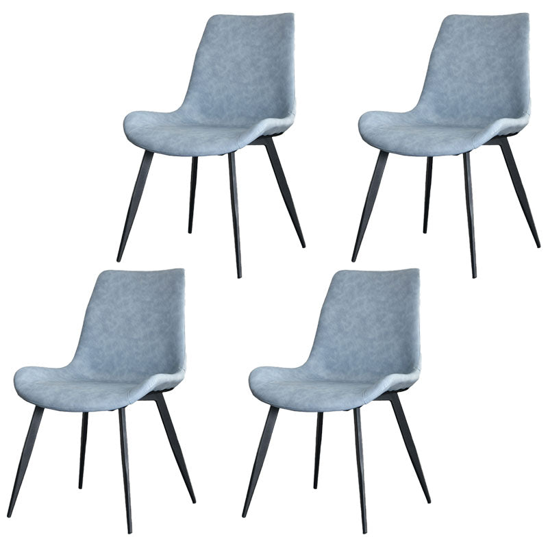 Contemporary Style Chair Dining Armless Chair with Metal Legs for Kitchen Light Blue 4 Piece Set Clearhalo ' kitchen&dining_furn' 'Dining Chairs' 'Dining Tables & Seating' 'dining_chair' 'furn' 'furn_dining_chair' 'Furniture' 'furniture_dining_chair' 'Kitchen & Dining Furniture' 'kitchen' 4613138