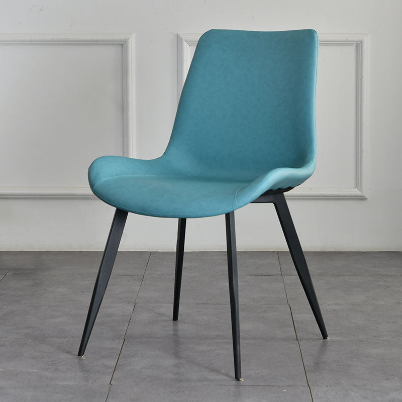 Contemporary Style Chair Dining Armless Chair with Metal Legs for Kitchen Blue 1 Piece Clearhalo ' kitchen&dining_furn' 'Dining Chairs' 'Dining Tables & Seating' 'dining_chair' 'furn' 'furn_dining_chair' 'Furniture' 'furniture_dining_chair' 'Kitchen & Dining Furniture' 'kitchen' 4613139