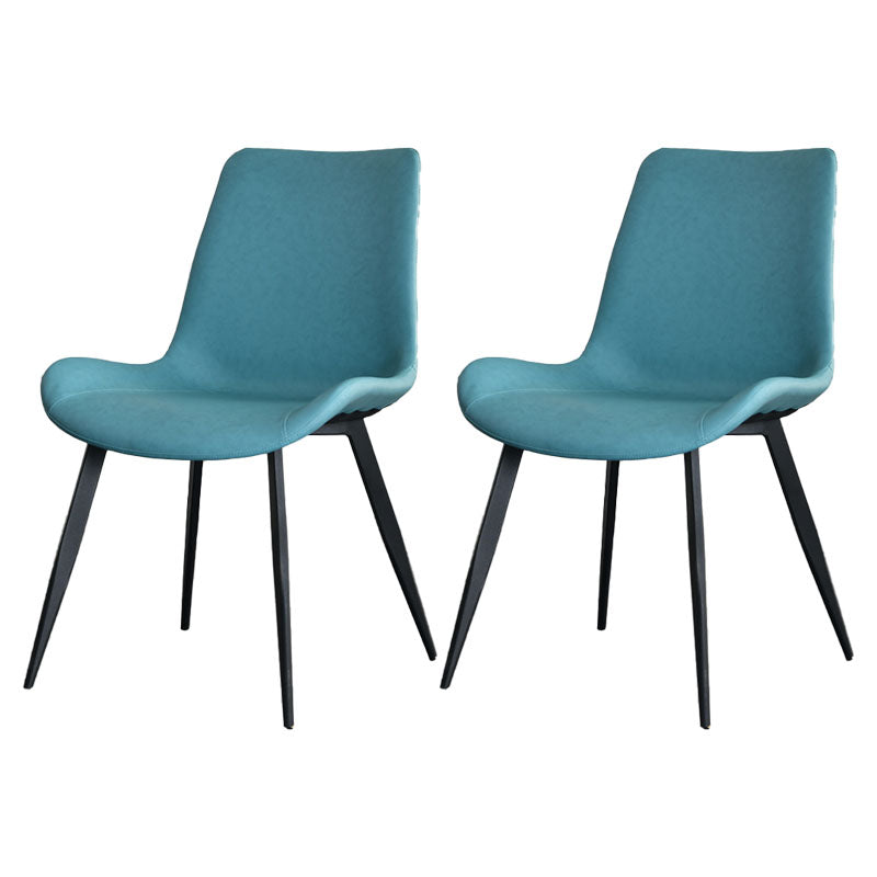 Contemporary Style Chair Dining Armless Chair with Metal Legs for Kitchen Blue 2 Piece Set Clearhalo ' kitchen&dining_furn' 'Dining Chairs' 'Dining Tables & Seating' 'dining_chair' 'furn' 'furn_dining_chair' 'Furniture' 'furniture_dining_chair' 'Kitchen & Dining Furniture' 'kitchen' 4613142