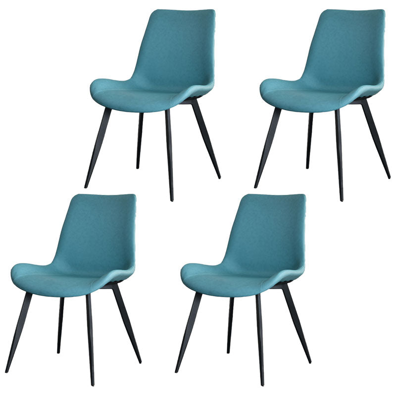 Contemporary Style Chair Dining Armless Chair with Metal Legs for Kitchen Blue 4 Piece Set Clearhalo ' kitchen&dining_furn' 'Dining Chairs' 'Dining Tables & Seating' 'dining_chair' 'furn' 'furn_dining_chair' 'Furniture' 'furniture_dining_chair' 'Kitchen & Dining Furniture' 'kitchen' 4613144