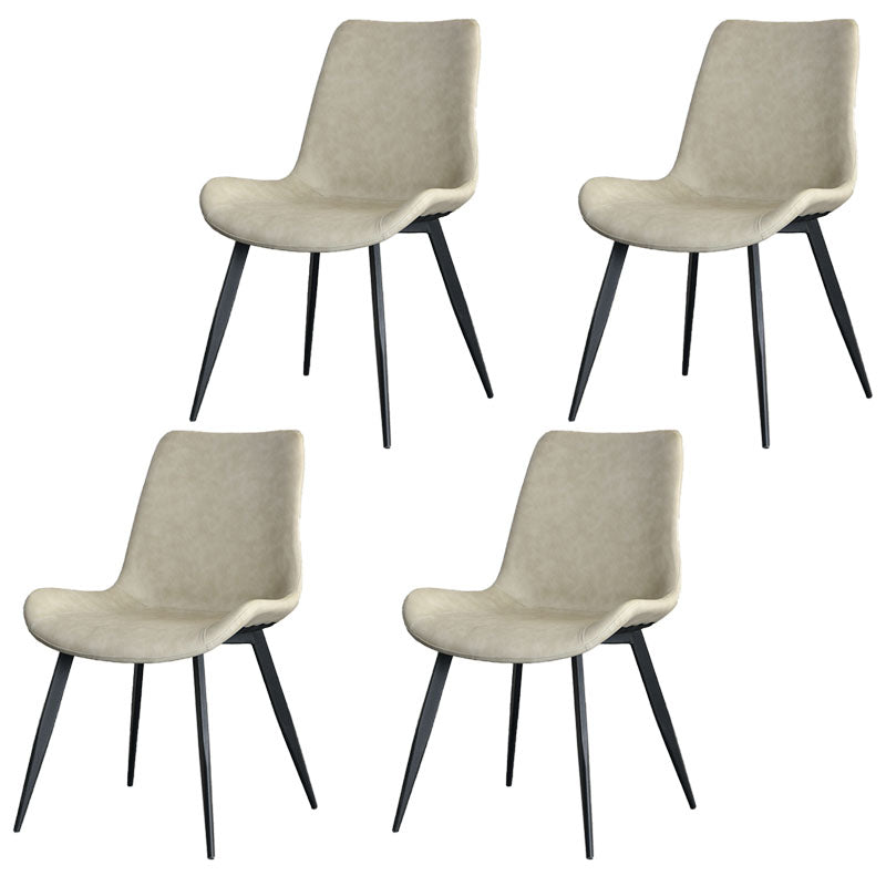 Contemporary Style Chair Dining Armless Chair with Metal Legs for Kitchen Beige 4 Piece Set Clearhalo ' kitchen&dining_furn' 'Dining Chairs' 'Dining Tables & Seating' 'dining_chair' 'furn' 'furn_dining_chair' 'Furniture' 'furniture_dining_chair' 'Kitchen & Dining Furniture' 'kitchen' 4613149