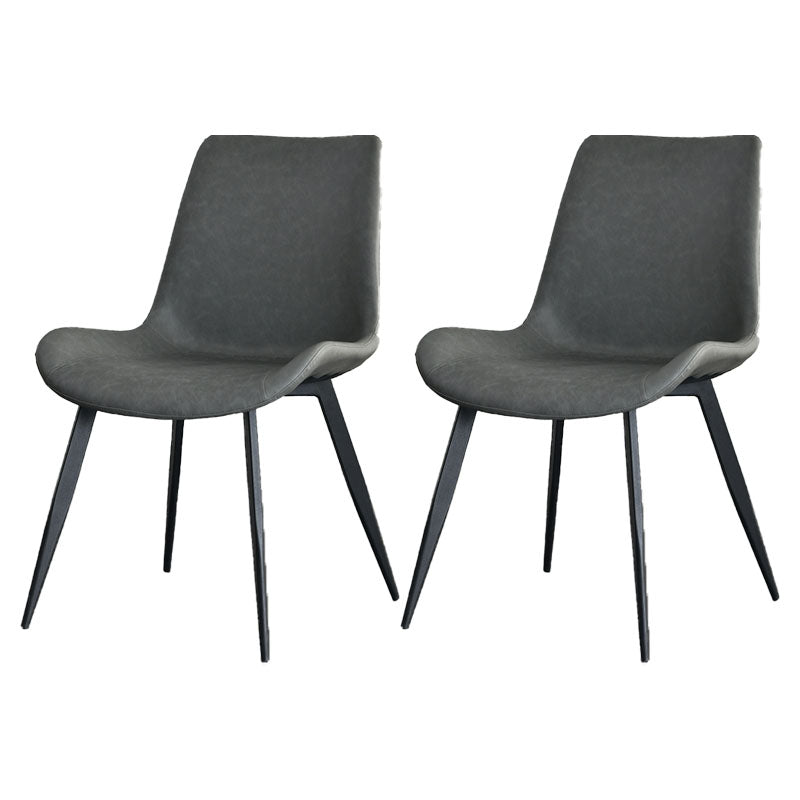 Contemporary Style Chair Dining Armless Chair with Metal Legs for Kitchen Dark Gray 2 Piece Set Clearhalo ' kitchen&dining_furn' 'Dining Chairs' 'Dining Tables & Seating' 'dining_chair' 'furn' 'furn_dining_chair' 'Furniture' 'furniture_dining_chair' 'Kitchen & Dining Furniture' 'kitchen' 4613151