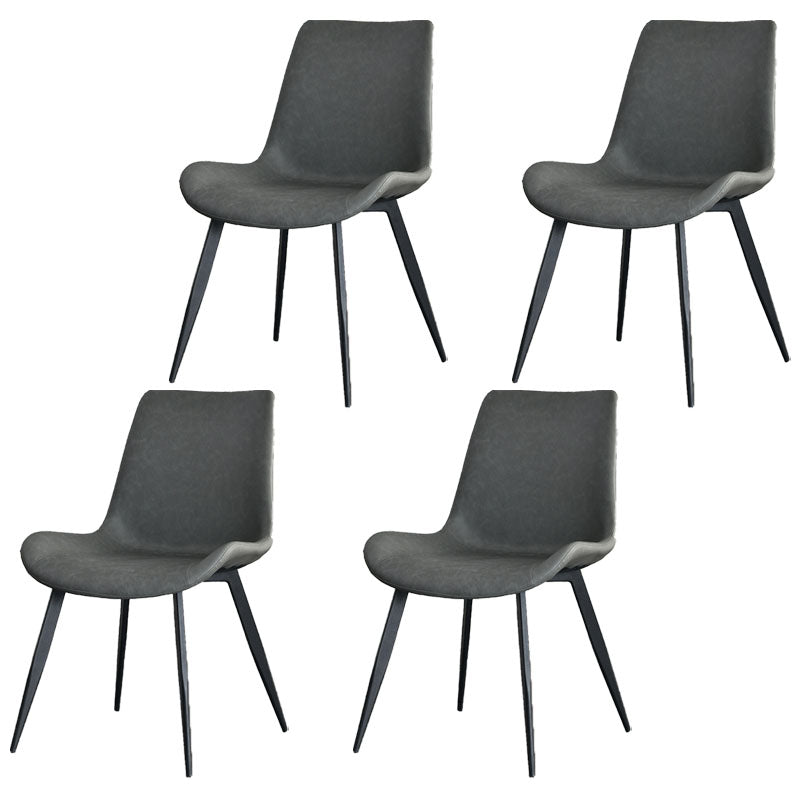 Contemporary Style Chair Dining Armless Chair with Metal Legs for Kitchen Dark Gray 4 Piece Set Clearhalo ' kitchen&dining_furn' 'Dining Chairs' 'Dining Tables & Seating' 'dining_chair' 'furn' 'furn_dining_chair' 'Furniture' 'furniture_dining_chair' 'Kitchen & Dining Furniture' 'kitchen' 4613152