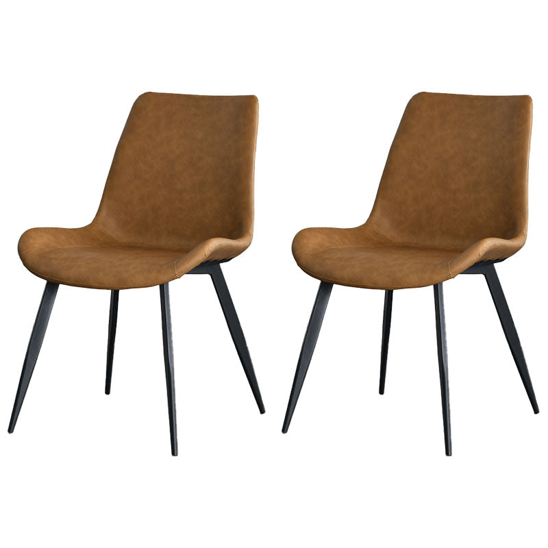 Contemporary Style Chair Dining Armless Chair with Metal Legs for Kitchen Brown 2 Piece Set Clearhalo ' kitchen&dining_furn' 'Dining Chairs' 'Dining Tables & Seating' 'dining_chair' 'furn' 'furn_dining_chair' 'Furniture' 'furniture_dining_chair' 'Kitchen & Dining Furniture' 'kitchen' 4613154