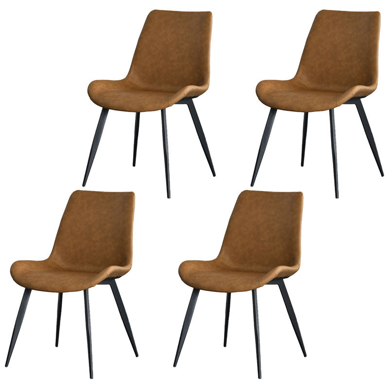Contemporary Style Chair Dining Armless Chair with Metal Legs for Kitchen Brown 4 Piece Set Clearhalo ' kitchen&dining_furn' 'Dining Chairs' 'Dining Tables & Seating' 'dining_chair' 'furn' 'furn_dining_chair' 'Furniture' 'furniture_dining_chair' 'Kitchen & Dining Furniture' 'kitchen' 4613155