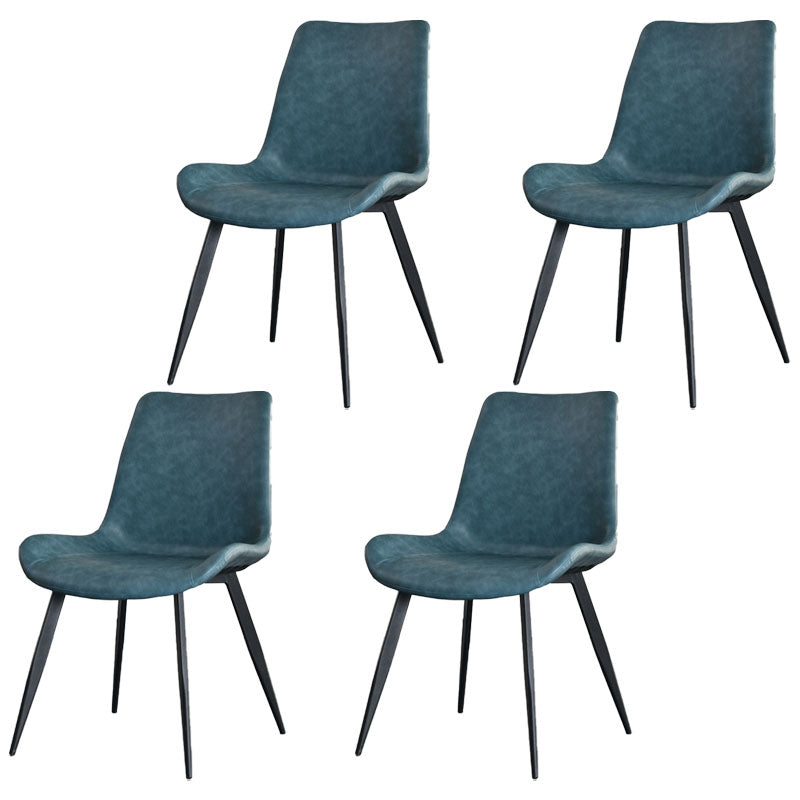 Contemporary Style Chair Dining Armless Chair with Metal Legs for Kitchen Lake Blue 4 Piece Set Clearhalo ' kitchen&dining_furn' 'Dining Chairs' 'Dining Tables & Seating' 'dining_chair' 'furn' 'furn_dining_chair' 'Furniture' 'furniture_dining_chair' 'Kitchen & Dining Furniture' 'kitchen' 4613158