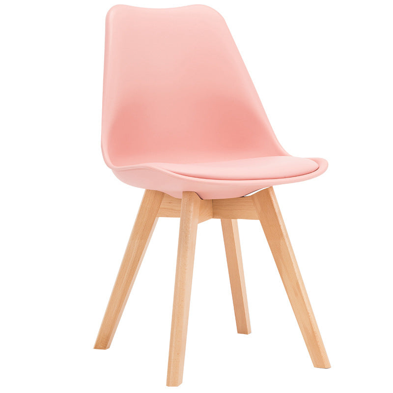 Scandinavian Wood Dining Kitchen Room Side Chair Solid Back Chair Pink 1 Piece Clearhalo ' kitchen&dining_furn' 'Dining Chairs' 'Dining Tables & Seating' 'dining_chair' 'Furniture' 'furniture_dining_chair' 'Kitchen & Dining Furniture' 'kitchen' 4613170
