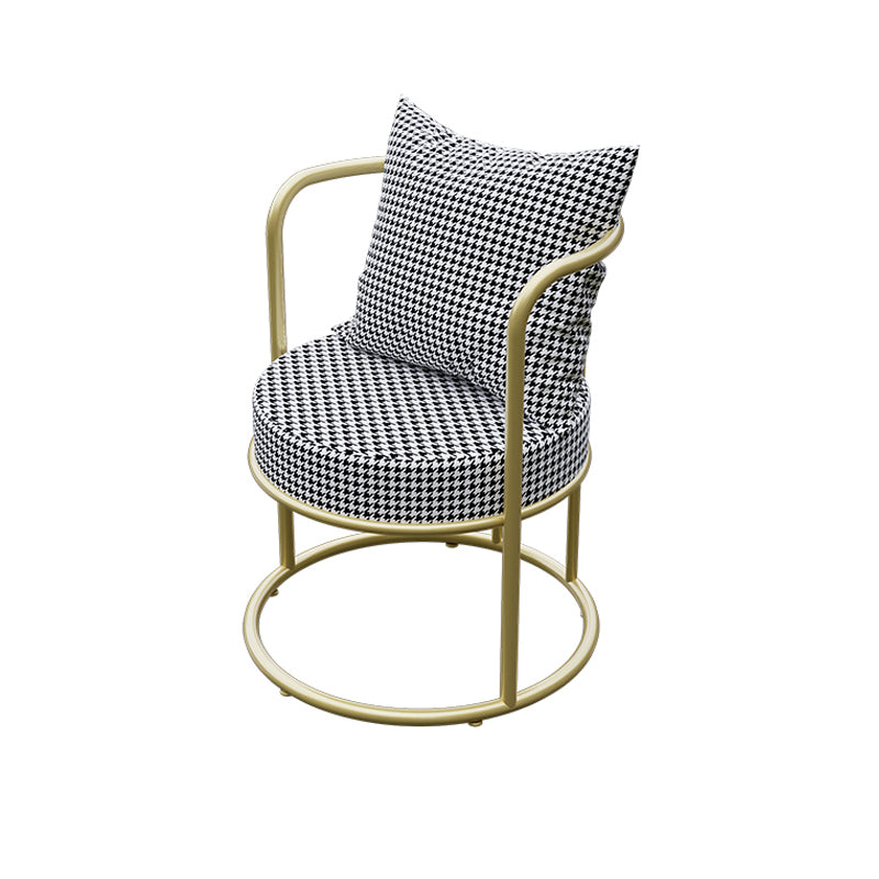 Nordic Style Metal Dining Room Chair Upholstered Arm Chairs for Restaurant Use Black White 1 Piece Clearhalo ' kitchen&dining_furn' 'Dining Chairs' 'Dining Tables & Seating' 'dining_chair' 'furn' 'furn_dining_chair' 'Furniture' 'furniture_dining_chair' 'Kitchen & Dining Furniture' 'kitchen' 4613185