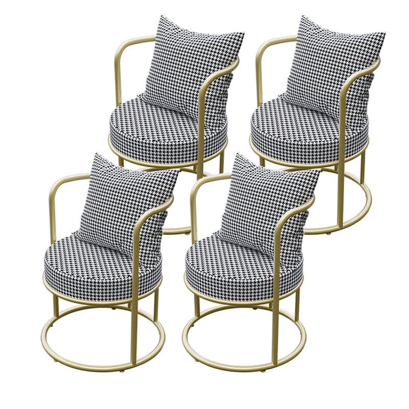 Nordic Style Metal Dining Room Chair Upholstered Arm Chairs for Restaurant Use Black White 4 Piece Set Clearhalo ' kitchen&dining_furn' 'Dining Chairs' 'Dining Tables & Seating' 'dining_chair' 'furn' 'furn_dining_chair' 'Furniture' 'furniture_dining_chair' 'Kitchen & Dining Furniture' 'kitchen' 4613189