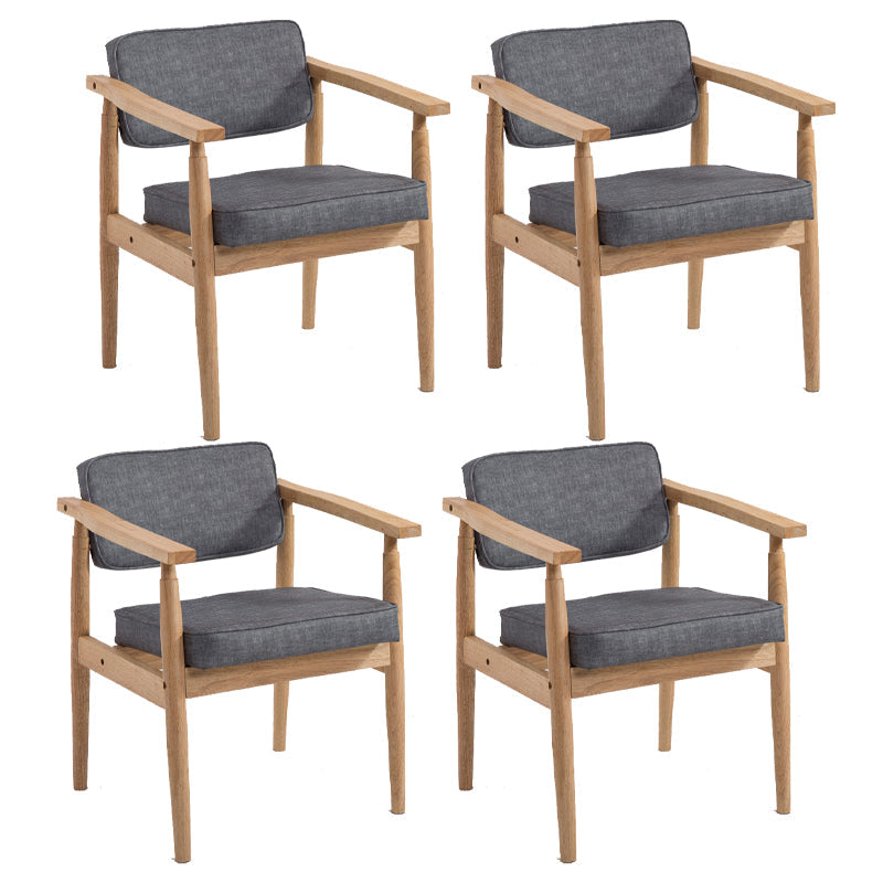 Farmhouse Rubberwood Open Back Arm Chair Matte Finish Leather Dining Chair Light Gray 4 Piece Set Natural Wood Clearhalo ' kitchen&dining_furn' 'Dining Chairs' 'Dining Tables & Seating' 'dining_chair' 'furn' 'furn_dining_chair' 'Furniture' 'furniture_dining_chair' 'Kitchen & Dining Furniture' 'kitchen' 4613212