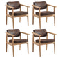 Farmhouse Rubberwood Open Back Arm Chair Matte Finish Leather Dining Chair Brown 4 Piece Set Natural Wood Clearhalo ' kitchen&dining_furn' 'Dining Chairs' 'Dining Tables & Seating' 'dining_chair' 'furn' 'furn_dining_chair' 'Furniture' 'furniture_dining_chair' 'Kitchen & Dining Furniture' 'kitchen' 4613217