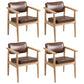 Farmhouse Rubberwood Open Back Arm Chair Matte Finish Leather Dining Chair Light Brown 4 Piece Set Natural Wood Clearhalo ' kitchen&dining_furn' 'Dining Chairs' 'Dining Tables & Seating' 'dining_chair' 'furn' 'furn_dining_chair' 'Furniture' 'furniture_dining_chair' 'Kitchen & Dining Furniture' 'kitchen' 4613219