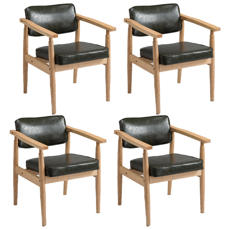 Farmhouse Rubberwood Open Back Arm Chair Matte Finish Leather Dining Chair Army Green 4 Piece Set Natural Wood Clearhalo ' kitchen&dining_furn' 'Dining Chairs' 'Dining Tables & Seating' 'dining_chair' 'furn' 'furn_dining_chair' 'Furniture' 'furniture_dining_chair' 'Kitchen & Dining Furniture' 'kitchen' 4613221