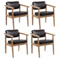 Farmhouse Rubberwood Open Back Arm Chair Matte Finish Leather Dining Chair Dark Coffee 4 Piece Set Natural Wood Clearhalo ' kitchen&dining_furn' 'Dining Chairs' 'Dining Tables & Seating' 'dining_chair' 'furn' 'furn_dining_chair' 'Furniture' 'furniture_dining_chair' 'Kitchen & Dining Furniture' 'kitchen' 4613223