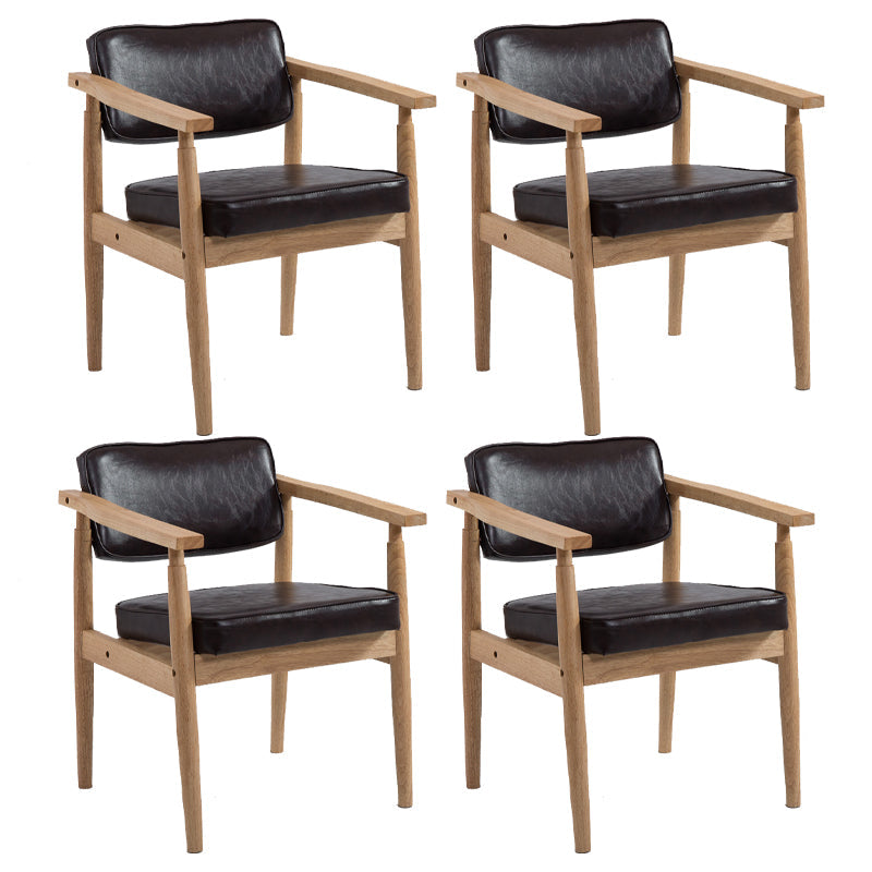 Farmhouse Rubberwood Open Back Arm Chair Matte Finish Leather Dining Chair Dark Coffee 4 Piece Set Natural Wood Clearhalo ' kitchen&dining_furn' 'Dining Chairs' 'Dining Tables & Seating' 'dining_chair' 'furn' 'furn_dining_chair' 'Furniture' 'furniture_dining_chair' 'Kitchen & Dining Furniture' 'kitchen' 4613223