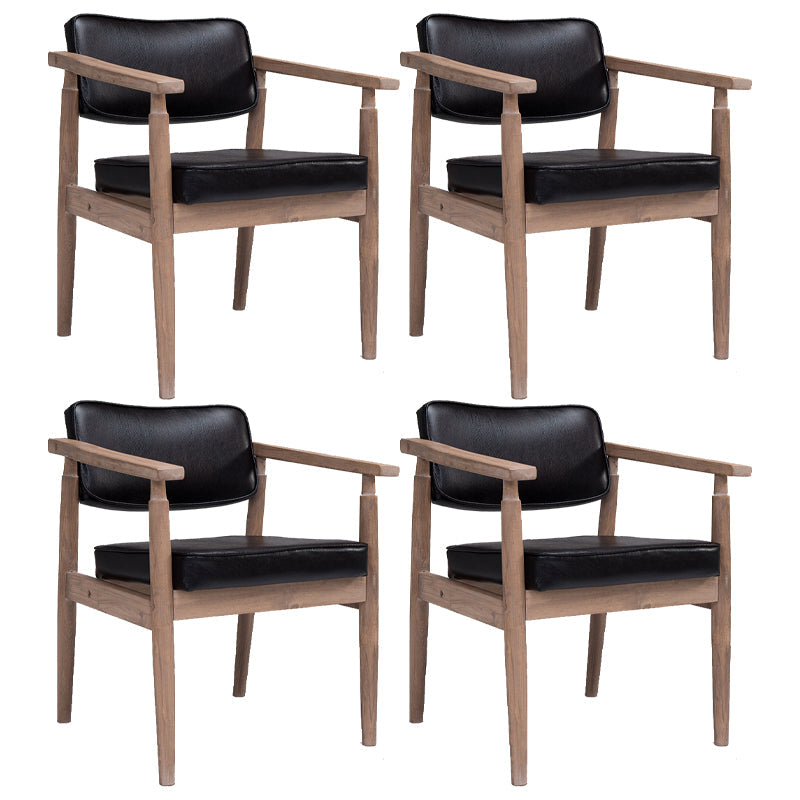 Farmhouse Rubberwood Open Back Arm Chair Matte Finish Leather Dining Chair Black 4 Piece Set Gray Clearhalo ' kitchen&dining_furn' 'Dining Chairs' 'Dining Tables & Seating' 'dining_chair' 'furn' 'furn_dining_chair' 'Furniture' 'furniture_dining_chair' 'Kitchen & Dining Furniture' 'kitchen' 4613230
