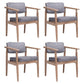 Farmhouse Rubberwood Open Back Arm Chair Matte Finish Leather Dining Chair Light Gray 4 Piece Set Gray Clearhalo ' kitchen&dining_furn' 'Dining Chairs' 'Dining Tables & Seating' 'dining_chair' 'furn' 'furn_dining_chair' 'Furniture' 'furniture_dining_chair' 'Kitchen & Dining Furniture' 'kitchen' 4613231