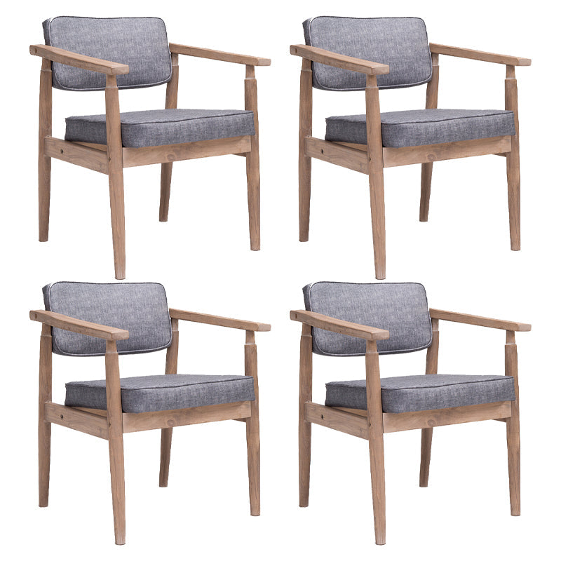 Farmhouse Rubberwood Open Back Arm Chair Matte Finish Leather Dining Chair Light Gray 4 Piece Set Gray Clearhalo ' kitchen&dining_furn' 'Dining Chairs' 'Dining Tables & Seating' 'dining_chair' 'furn' 'furn_dining_chair' 'Furniture' 'furniture_dining_chair' 'Kitchen & Dining Furniture' 'kitchen' 4613231