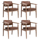 Farmhouse Rubberwood Open Back Arm Chair Matte Finish Leather Dining Chair Light Brown 4 Piece Set Gray Clearhalo ' kitchen&dining_furn' 'Dining Chairs' 'Dining Tables & Seating' 'dining_chair' 'furn' 'furn_dining_chair' 'Furniture' 'furniture_dining_chair' 'Kitchen & Dining Furniture' 'kitchen' 4613235