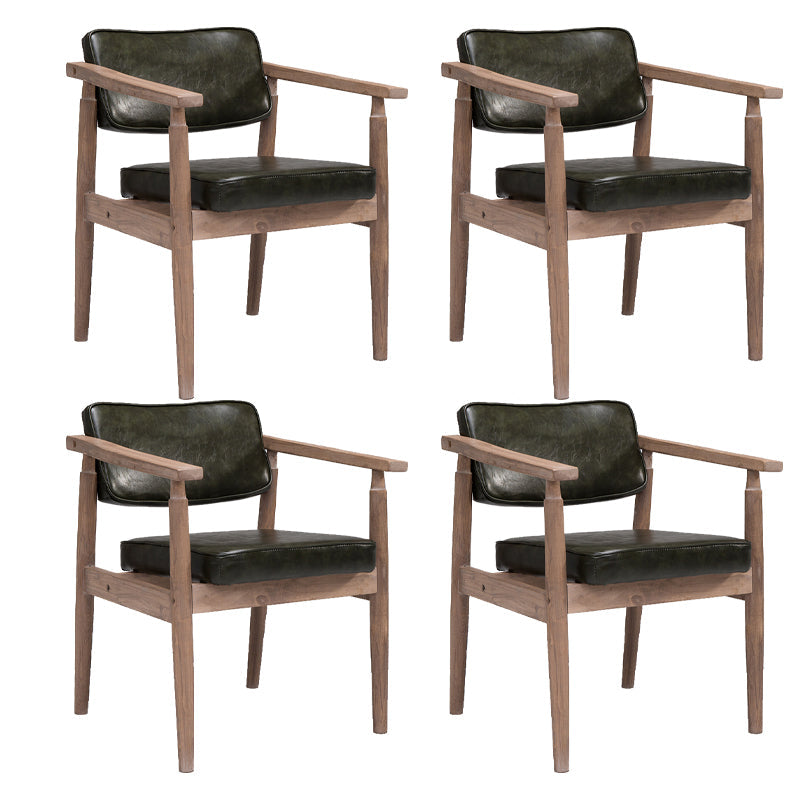 Farmhouse Rubberwood Open Back Arm Chair Matte Finish Leather Dining Chair Army Green 4 Piece Set Gray Clearhalo ' kitchen&dining_furn' 'Dining Chairs' 'Dining Tables & Seating' 'dining_chair' 'furn' 'furn_dining_chair' 'Furniture' 'furniture_dining_chair' 'Kitchen & Dining Furniture' 'kitchen' 4613236