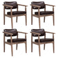 Farmhouse Rubberwood Open Back Arm Chair Matte Finish Leather Dining Chair Dark Coffee 4 Piece Set Gray Clearhalo ' kitchen&dining_furn' 'Dining Chairs' 'Dining Tables & Seating' 'dining_chair' 'furn' 'furn_dining_chair' 'Furniture' 'furniture_dining_chair' 'Kitchen & Dining Furniture' 'kitchen' 4613237