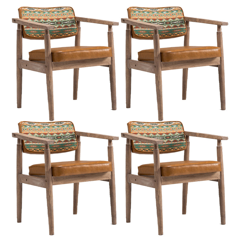 Farmhouse Rubberwood Open Back Arm Chair Matte Finish Leather Dining Chair Orange 4 Piece Set Gray Clearhalo ' kitchen&dining_furn' 'Dining Chairs' 'Dining Tables & Seating' 'dining_chair' 'furn' 'furn_dining_chair' 'Furniture' 'furniture_dining_chair' 'Kitchen & Dining Furniture' 'kitchen' 4613239