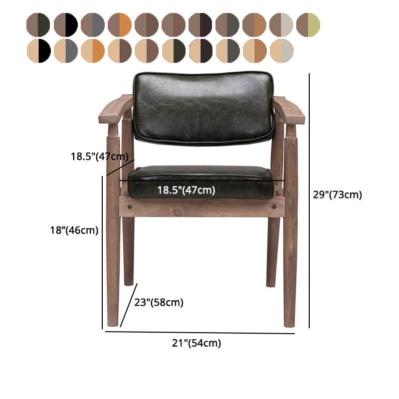 Farmhouse Rubberwood Open Back Arm Chair Matte Finish Leather Dining Chair Clearhalo ' kitchen&dining_furn' 'Dining Chairs' 'Dining Tables & Seating' 'dining_chair' 'furn' 'furn_dining_chair' 'Furniture' 'furniture_dining_chair' 'Kitchen & Dining Furniture' 'kitchen' 4613241