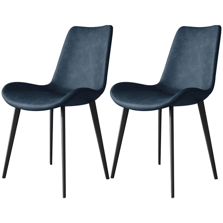 Contemporary Style Chair Dining Armless Chairs with Metal Legs for Kitchen Dark Blue 2 Piece Set Clearhalo ' kitchen&dining_furn' 'Dining Chairs' 'Dining Tables & Seating' 'dining_chair' 'furn' 'furn_dining_chair' 'Furniture' 'furniture_dining_chair' 'Kitchen & Dining Furniture' 'kitchen' 4613246