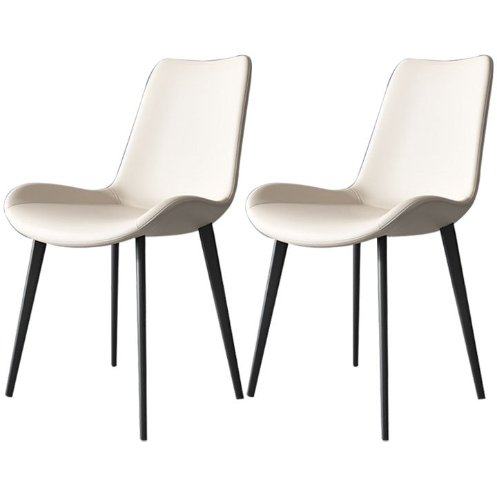 Contemporary Style Chair Dining Armless Chairs with Metal Legs for Kitchen Off-White 2 Piece Set Clearhalo ' kitchen&dining_furn' 'Dining Chairs' 'Dining Tables & Seating' 'dining_chair' 'furn' 'furn_dining_chair' 'Furniture' 'furniture_dining_chair' 'Kitchen & Dining Furniture' 'kitchen' 4613248