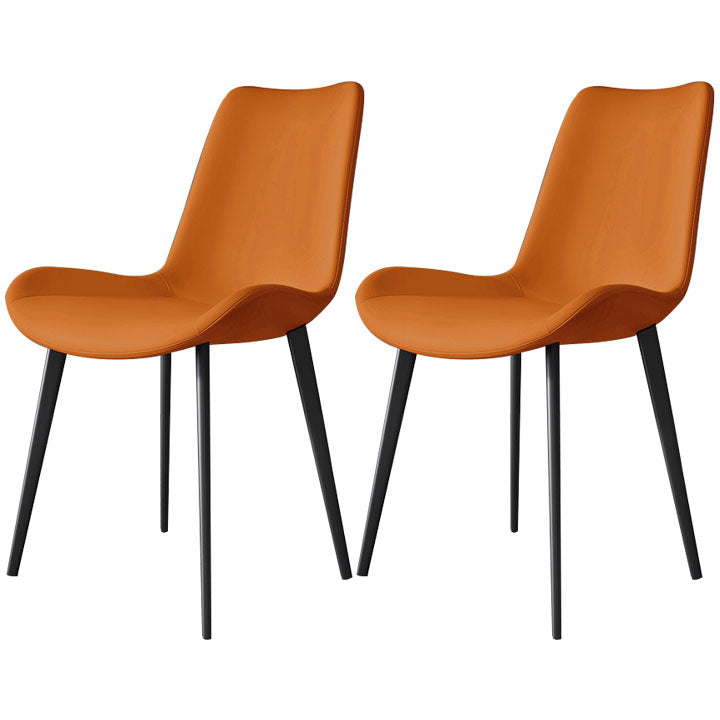 Contemporary Style Chair Dining Armless Chairs with Metal Legs for Kitchen Orange 2 Piece Set Clearhalo ' kitchen&dining_furn' 'Dining Chairs' 'Dining Tables & Seating' 'dining_chair' 'furn' 'furn_dining_chair' 'Furniture' 'furniture_dining_chair' 'Kitchen & Dining Furniture' 'kitchen' 4613254