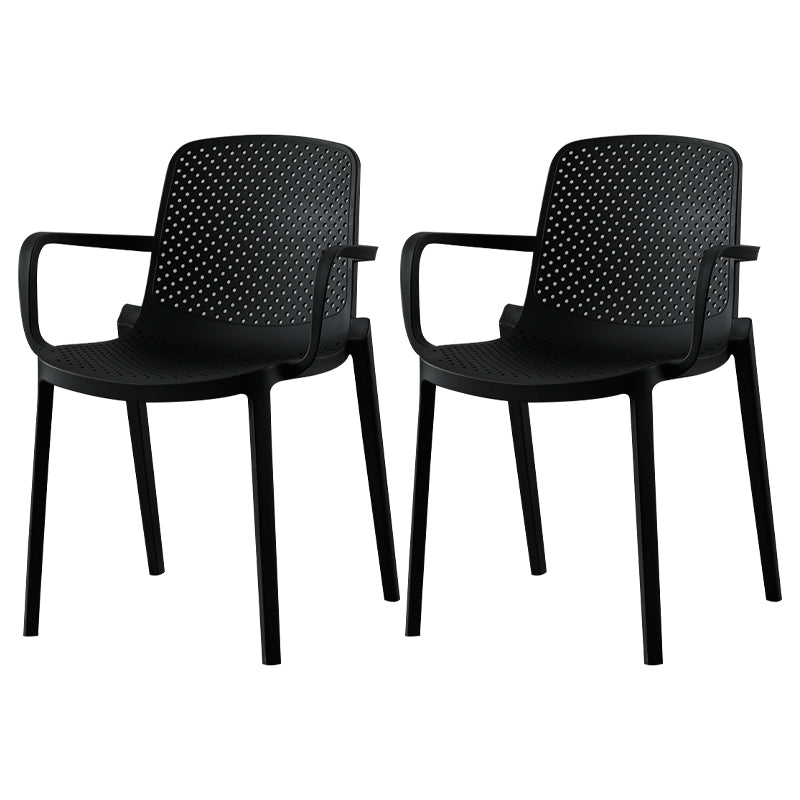 Scandinavian Plastic Dining Kitchen Room Arm Chair Solid Back Chair Black 2 Piece Set Clearhalo ' kitchen&dining_furn' 'Dining Chairs' 'Dining Tables & Seating' 'dining_chair' 'furn' 'furn_dining_chair' 'Furniture' 'furniture_dining_chair' 'Kitchen & Dining Furniture' 'kitchen' 4613262