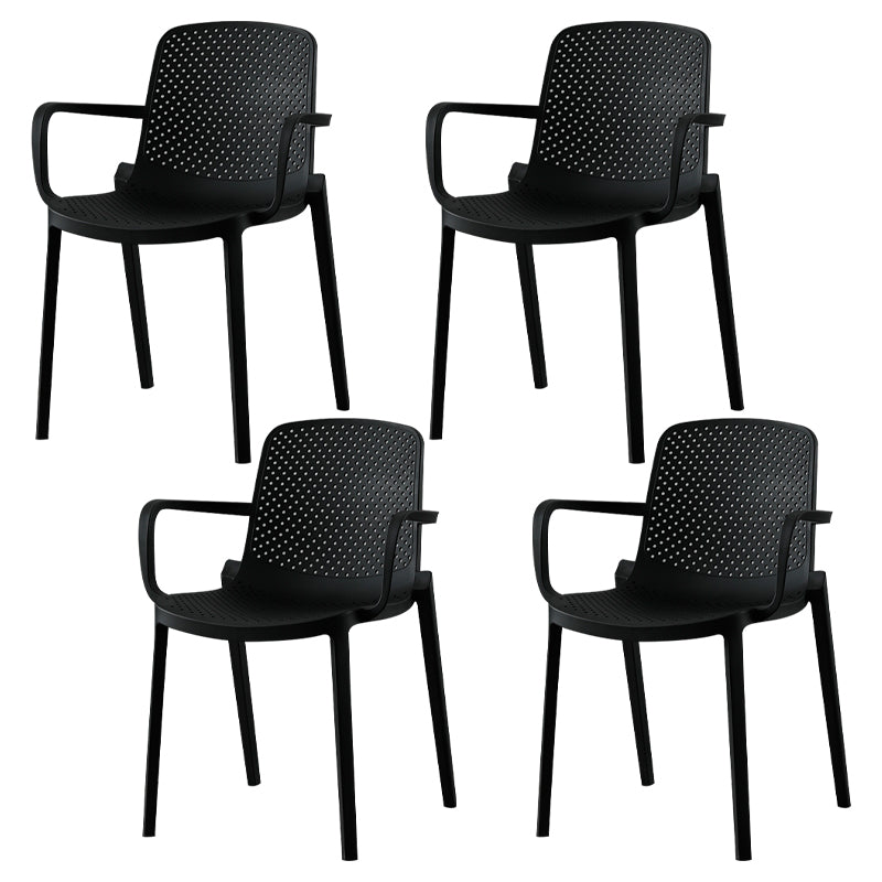 Scandinavian Plastic Dining Kitchen Room Arm Chair Solid Back Chair Black 4 Piece Set Clearhalo ' kitchen&dining_furn' 'Dining Chairs' 'Dining Tables & Seating' 'dining_chair' 'furn' 'furn_dining_chair' 'Furniture' 'furniture_dining_chair' 'Kitchen & Dining Furniture' 'kitchen' 4613265