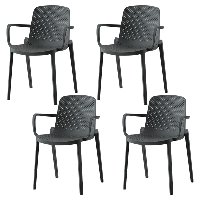 Scandinavian Plastic Dining Kitchen Room Arm Chair Solid Back Chair Grey 4 Piece Set Clearhalo ' kitchen&dining_furn' 'Dining Chairs' 'Dining Tables & Seating' 'dining_chair' 'furn' 'furn_dining_chair' 'Furniture' 'furniture_dining_chair' 'Kitchen & Dining Furniture' 'kitchen' 4613270