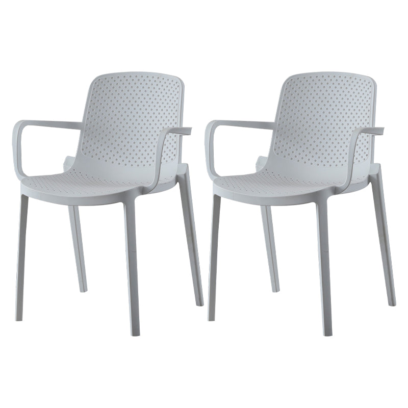 Scandinavian Plastic Dining Kitchen Room Arm Chair Solid Back Chair White 2 Piece Set Clearhalo ' kitchen&dining_furn' 'Dining Chairs' 'Dining Tables & Seating' 'dining_chair' 'furn' 'furn_dining_chair' 'Furniture' 'furniture_dining_chair' 'Kitchen & Dining Furniture' 'kitchen' 4613275