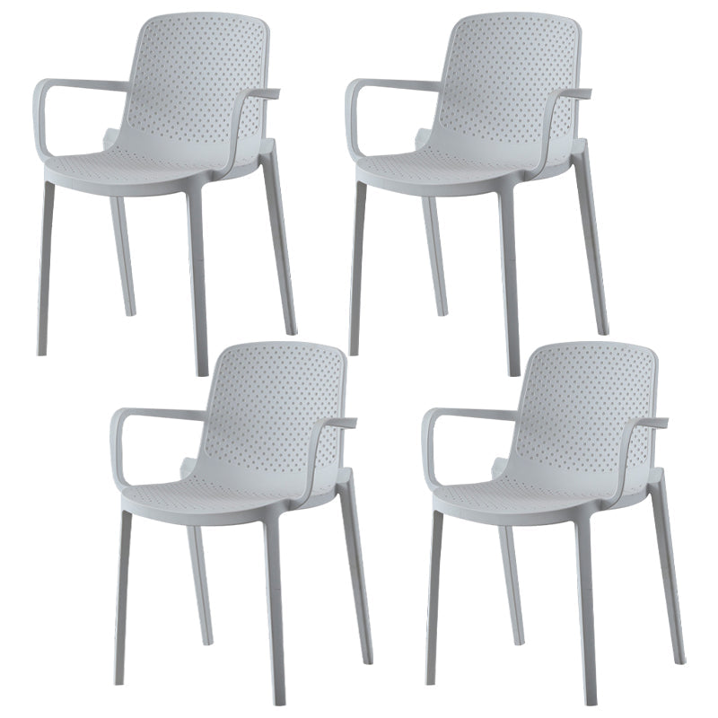 Scandinavian Plastic Dining Kitchen Room Arm Chair Solid Back Chair White 4 Piece Set Clearhalo ' kitchen&dining_furn' 'Dining Chairs' 'Dining Tables & Seating' 'dining_chair' 'furn' 'furn_dining_chair' 'Furniture' 'furniture_dining_chair' 'Kitchen & Dining Furniture' 'kitchen' 4613277