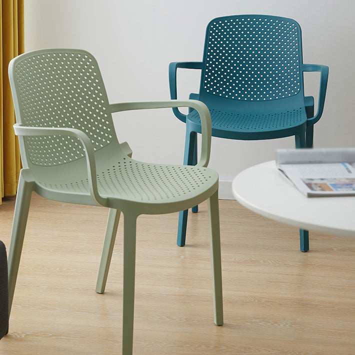 Scandinavian Plastic Dining Kitchen Room Arm Chair Solid Back Chair Clearhalo ' kitchen&dining_furn' 'Dining Chairs' 'Dining Tables & Seating' 'dining_chair' 'furn' 'furn_dining_chair' 'Furniture' 'furniture_dining_chair' 'Kitchen & Dining Furniture' 'kitchen' 4613281